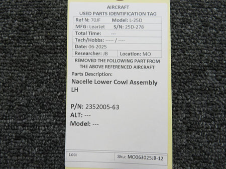LearJet 2352005-63 LearJet L-25D Nacelle Lower Cowl Assembly LH