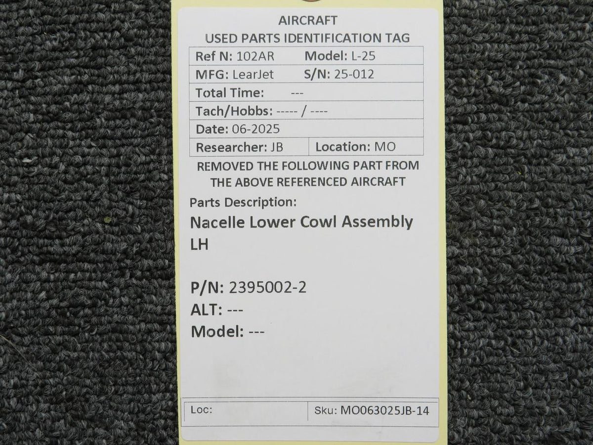 LearJet 2395002-2 LearJet L-25 Nacelle Lower Cowl Assembly LH