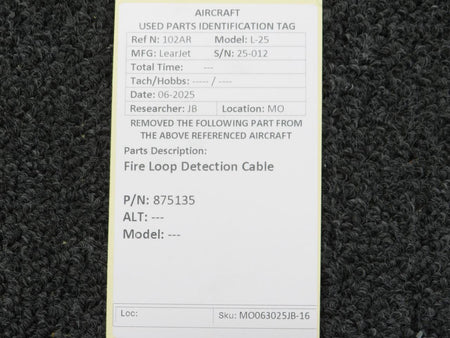 LearJet 875135 LearJet L-25 Fire Loop Detection Cable