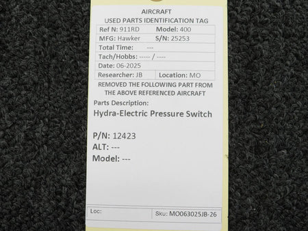 Hydra Electric 12423 Hydra-Electric Pressure Switch