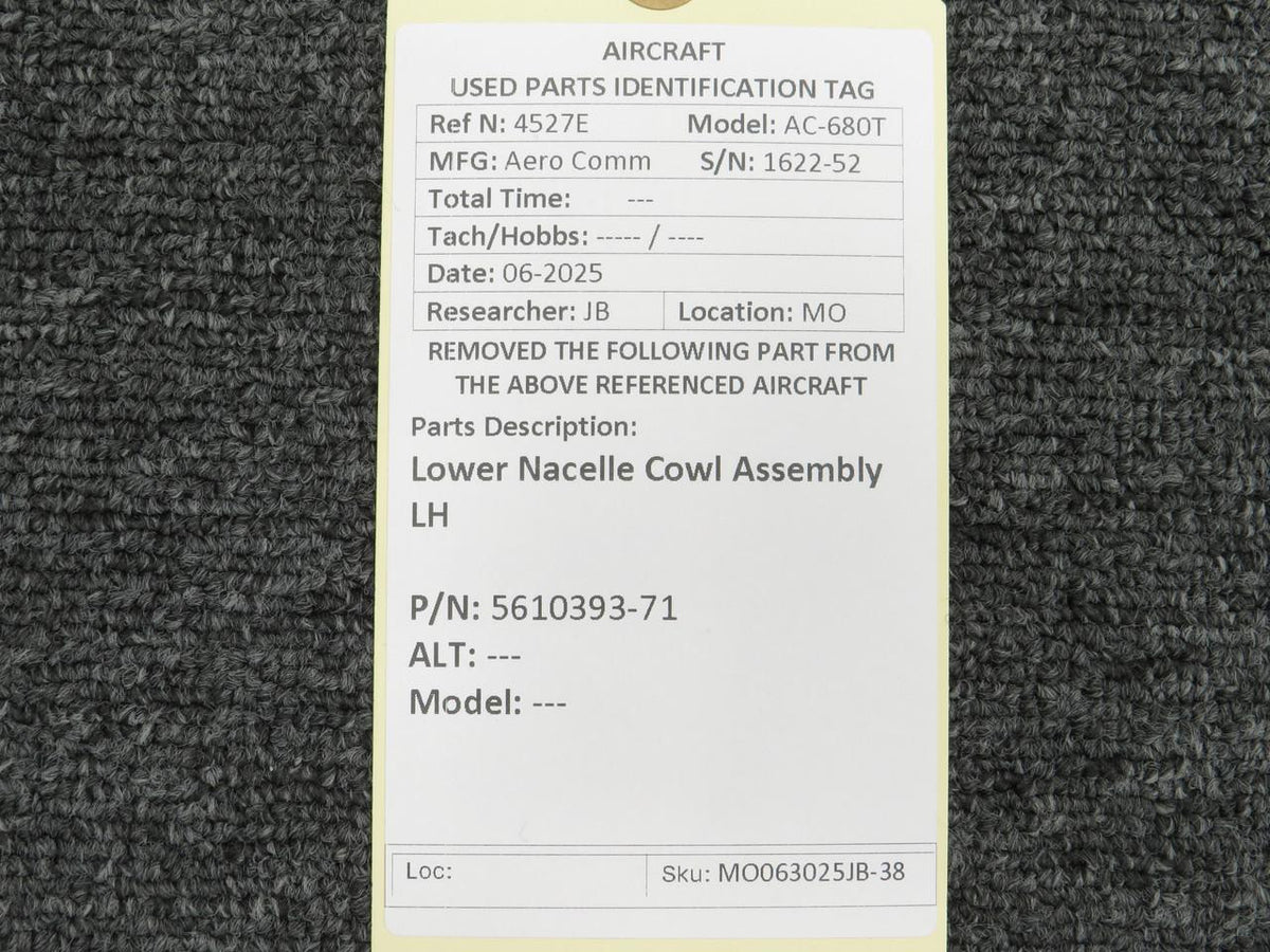 Aero Commander 5610393-71 Aero Commander 680T Lower Nacelle Cowl Assembly LH