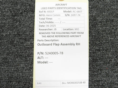 Aero Commander 5240005-78 Aero Commander 680T Outboard Flap Assembly RH