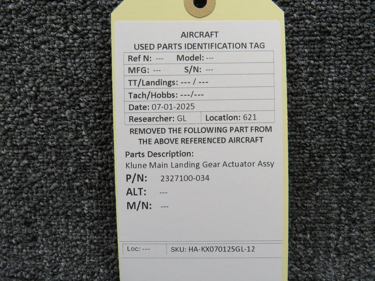 Klune 2327100-034 Klune Main Landing Gear Actuator Assy