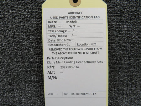 Klune 2327100-034 Klune Main Landing Gear Actuator Assy