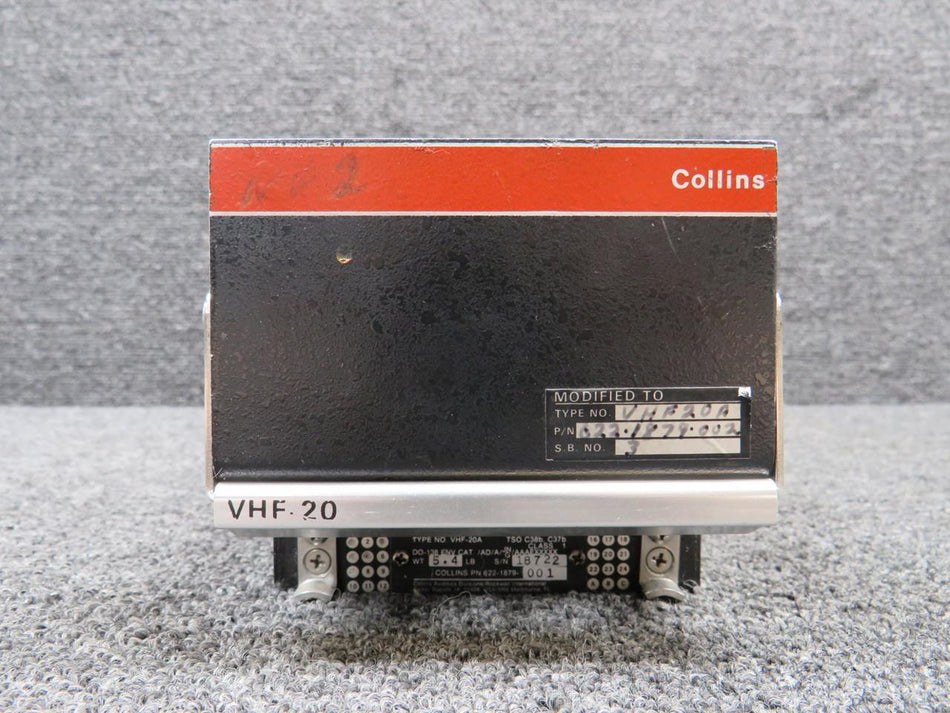 Collins 622-1879-001 (Alt: 622-1879-002) Collins VHF-20A Transceiver w Green Tag (Core)
