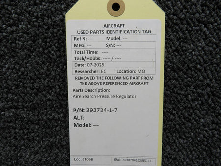 Airesearch 392724-1-7 Airerearch Pressure Regulator