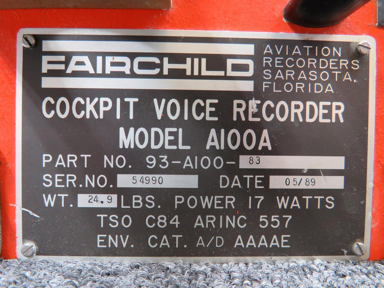 93-A100-83 Fairchild Cockpit Voice Recorder with Mods and