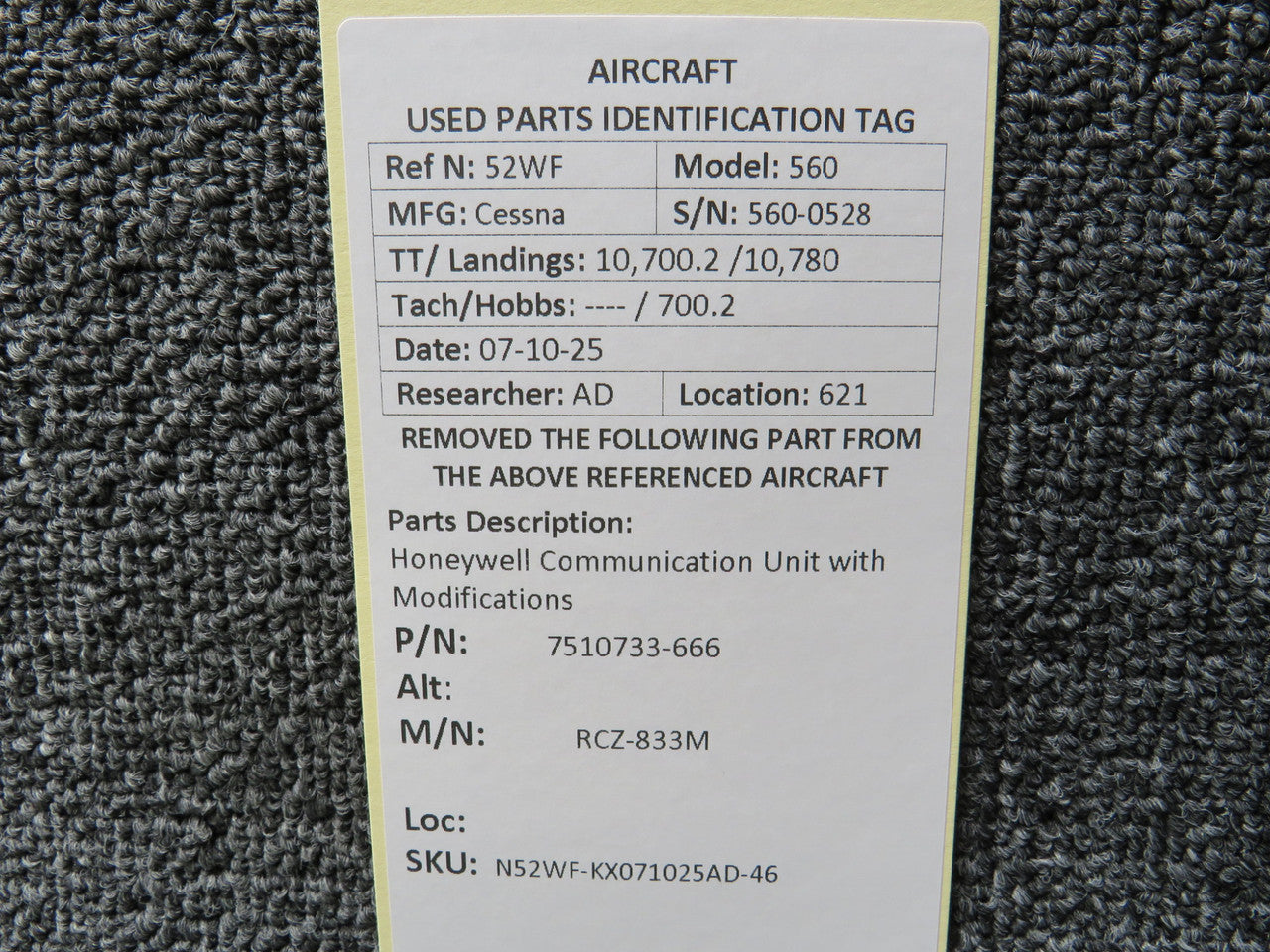 7510733-666 Honeywell RCZ-833M Communication Unit with