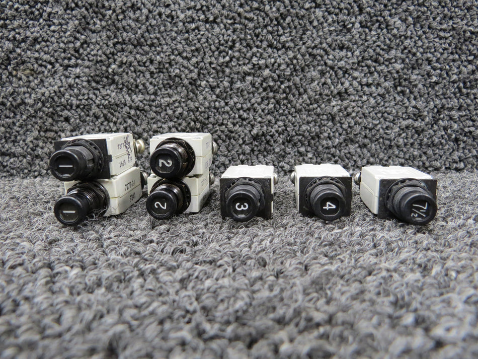 7277-2-1, 7277-2-2 Klixon Push Circuit Breaker Switch Set of 7
