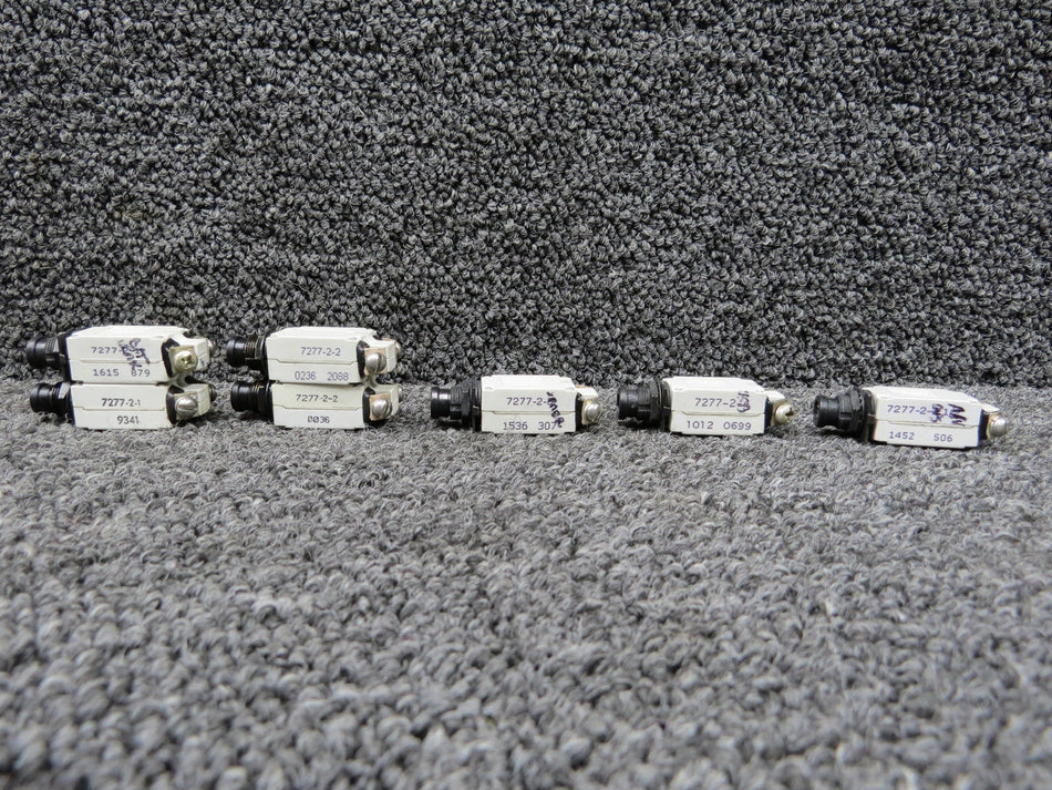 7277-2-1, 7277-2-2 Klixon Push Circuit Breaker Switch Set of 7