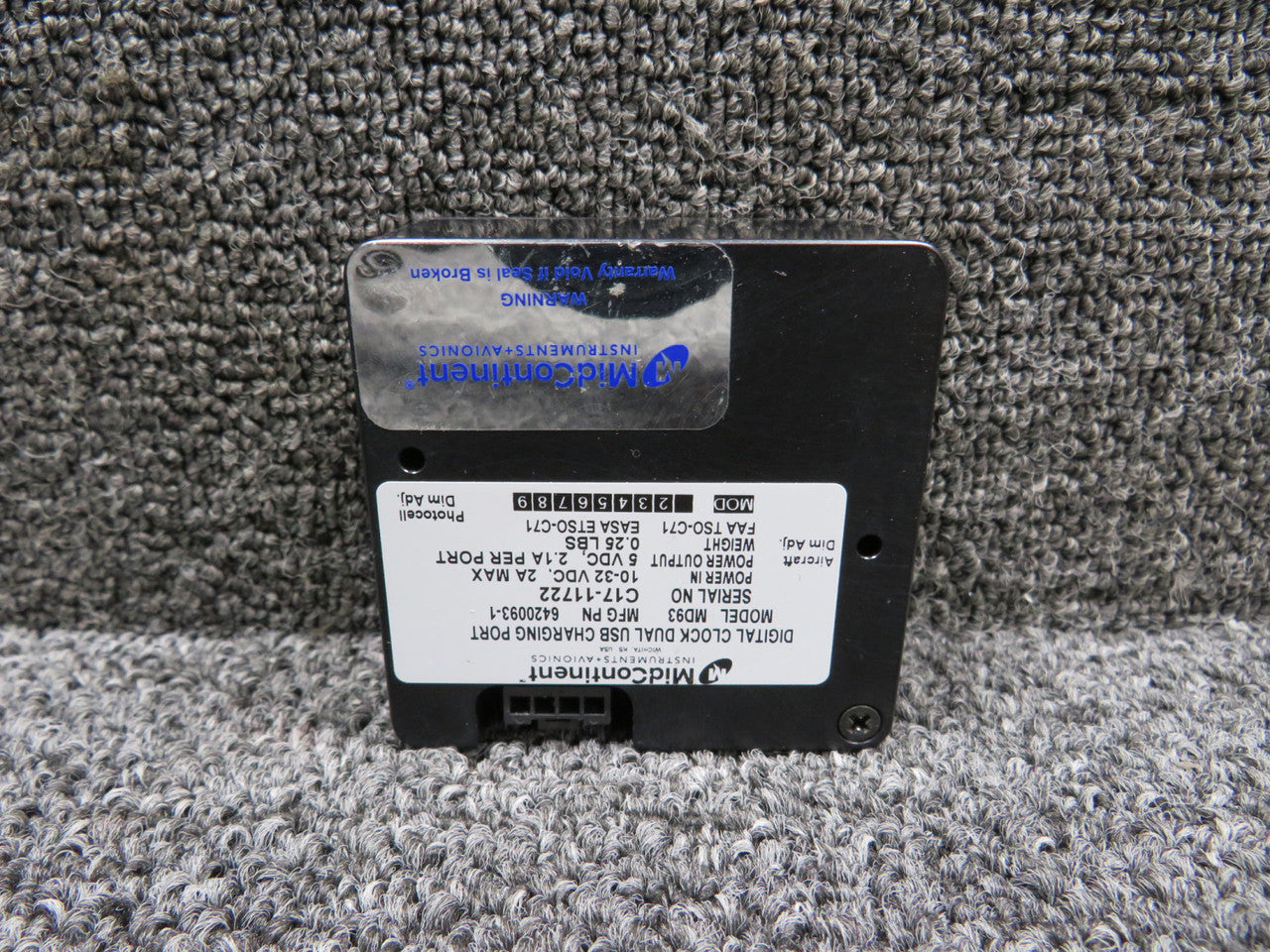 6420093-1 Mid-Continent MD93 Digital Clock with Modifications