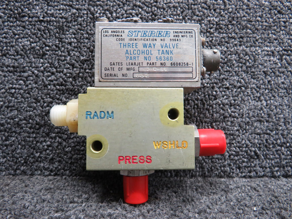56360 (Alt: 6608258-1) Sterer Three Way Valve Alcohol Tank with Green Tag (Core)