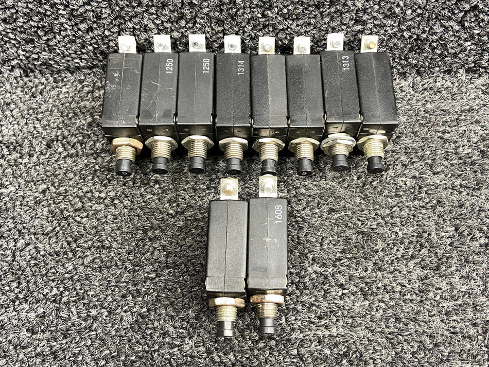 W23-X1A1G Potter & Brumfield Push to Reset Circuit Breaker Set (Amps: 5, 10)