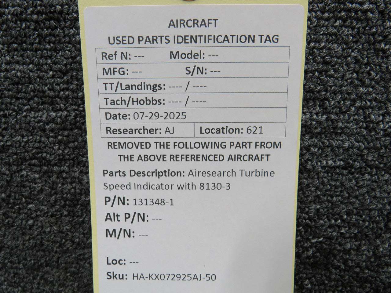 131348-1 Airesearch Turbine Speed Indicator with 8130-3 – BAS Part