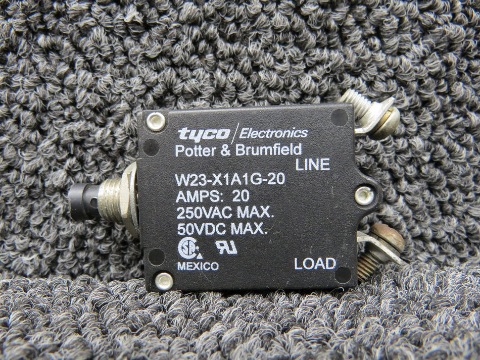 W23-X1A1G-20 Potter & Brumfield Circuit Breaker (Amps: 20, Volts: 50)