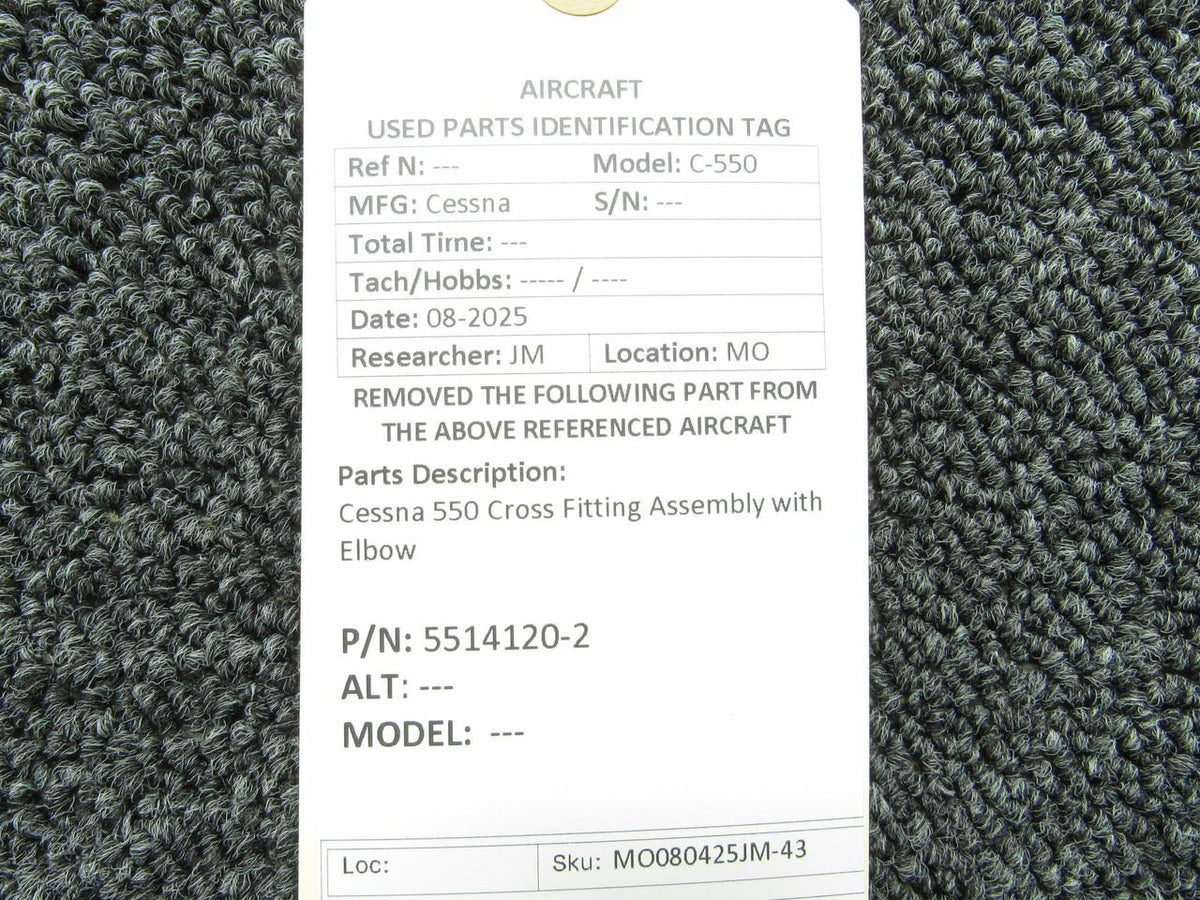 Cessna Aircraft Parts 5514120-2 Cessna 550 Cross Fitting Assembly with Elbow