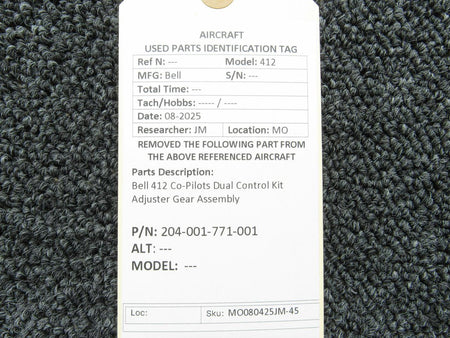Bell 204-001-771-001 Bell 412 Co-Pilots Dual Control Kit Adjuster Gear Assembly