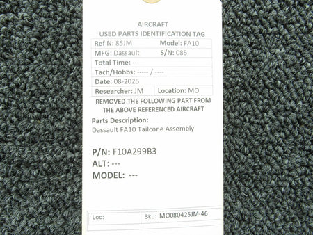 Dassault F10A299B3 Dassault FA10 Tailcone Assembly