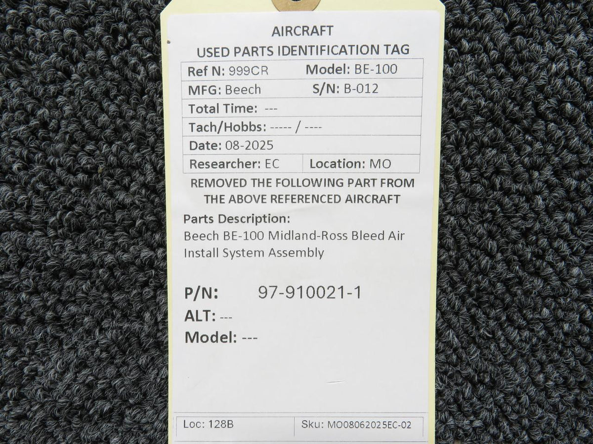 Midland Ross Corp  97-910021-1 Beech BE-100 Midland-Ross Bleed Air Install System Assembly