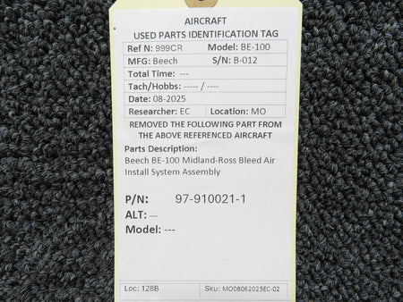Midland Ross Corp  97-910021-1 Beech BE-100 Midland-Ross Bleed Air Install System Assembly