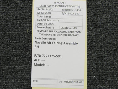 SAAB Aircraft Parts 7271125-504 SAAB 340A Nacelle Aft Fairing Assembly RH