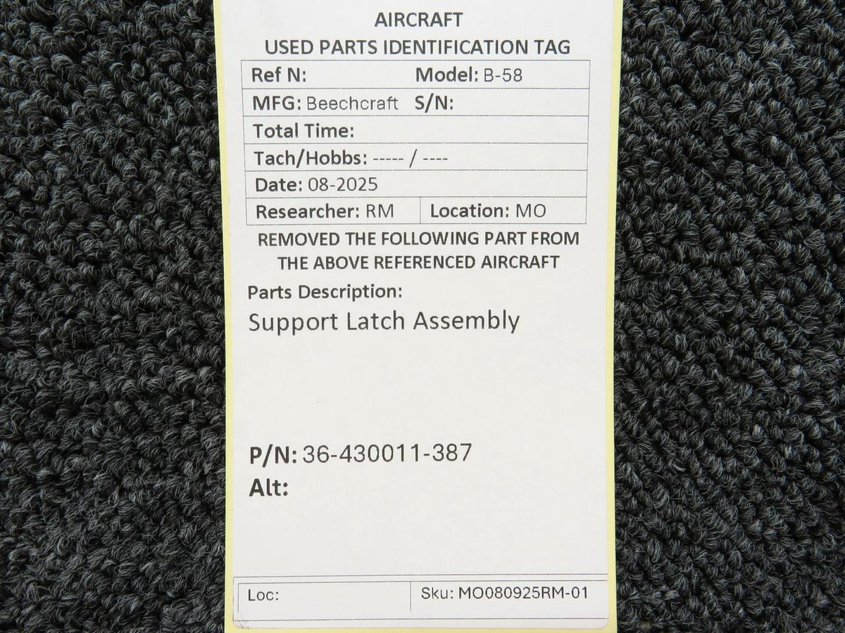 Beechcraft Parts 36-430011-387 Beechcraft B-58 Support Latch Assembly