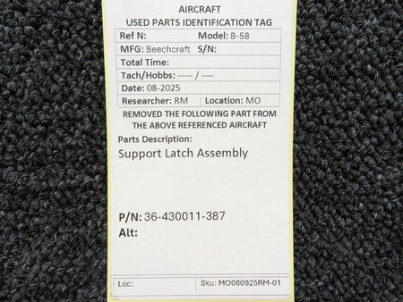 Beechcraft Parts 36-430011-387 Beechcraft B-58 Support Latch Assembly