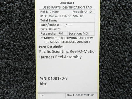Pacific Scientific 0108170-3 Pacific Scientific Reel-O-Matic Harness Reel Assembly