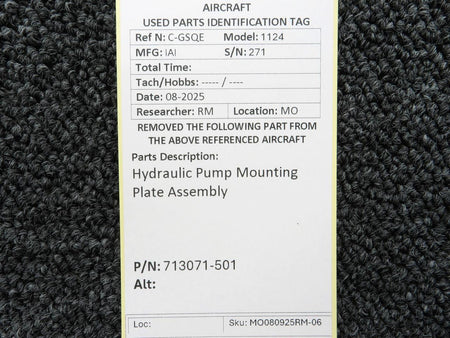 IAI 713071-501 IAI 1124 Hydraulic Pump Mounting Plate Assembly