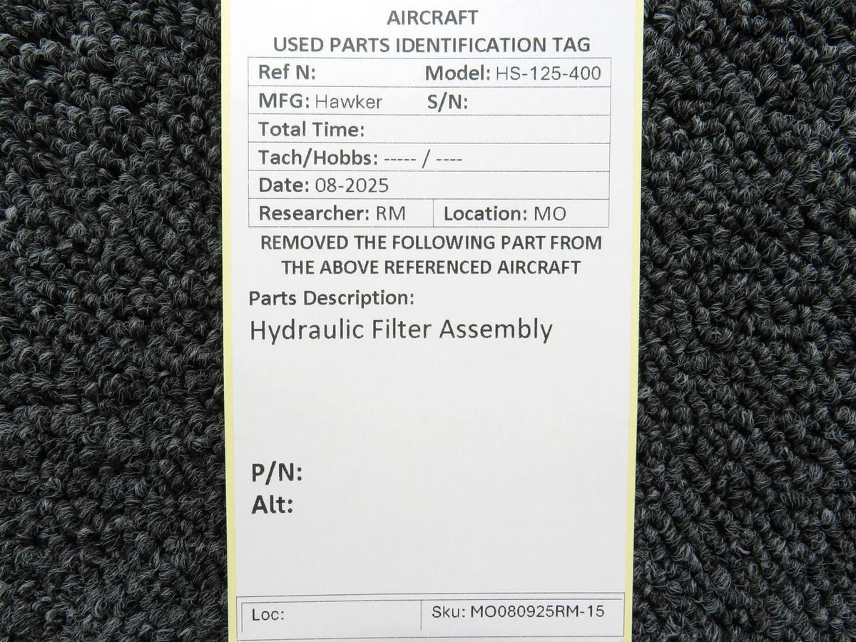 Hawker HS-125-400 Hydraulic Filter Assembly