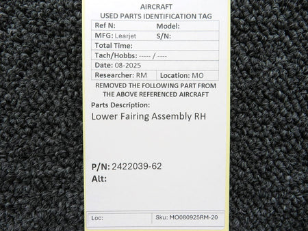 LearJet 2422039-62 Learjet Lower Fairing Assembly RH