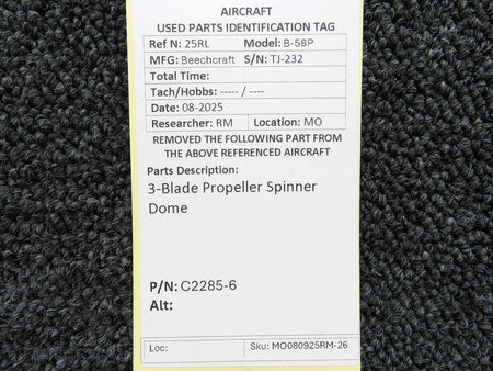 Beechcraft Parts C2285-6 Beechcraft B-58P 3-Blade Propeller Spinner Dome