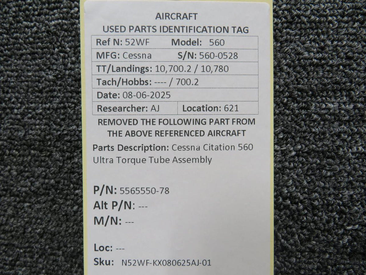 Cessna Aircraft Parts 5565550-78 Cessna Citation 560 Ultra Torque Tube Assembly