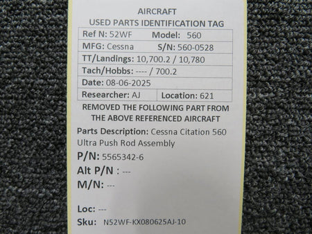 Cessna Aircraft Parts 5565342-6 Cessna Citation 560 Ultra Push Rod Assembly