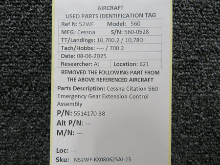 Cessna Citation 5514170-38 Cessna Citation 560 Emergency Gear Extension Control Assembly