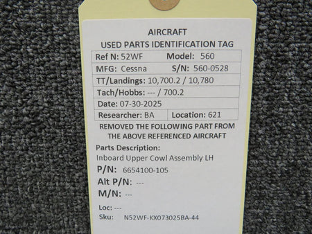 Cessna Citation 6654100-105 Cessna Citation 560 Inboard Upper Cowl Assembly LH