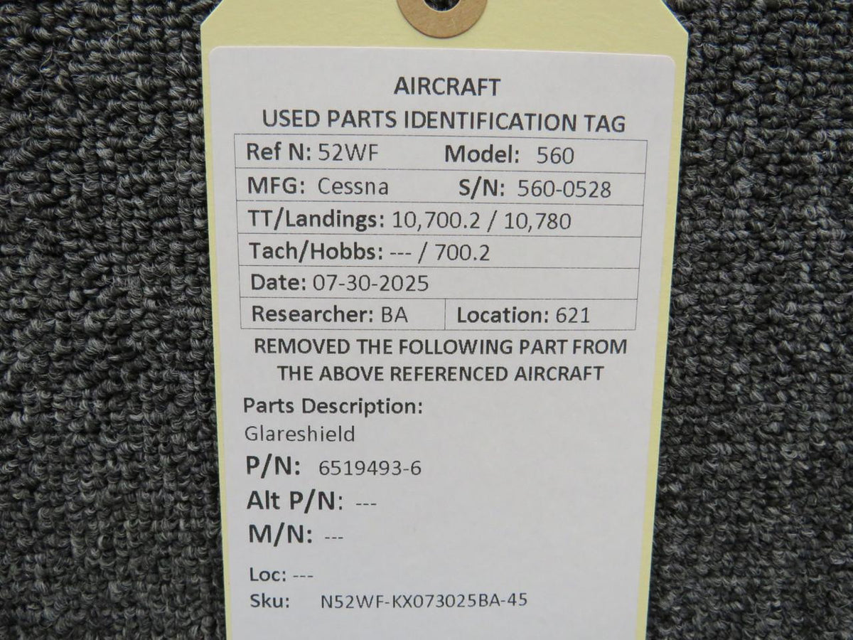 Cessna Citation 6519493-6 Cessna Citation 560 Glareshield