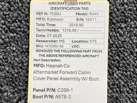 Haanah Co C398-1, A678-3 Haanah Co Forward Cabin Cover Panel Assembly