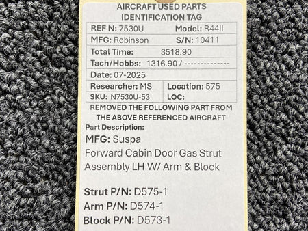 Suspa D575-1, D574-1 Suspa Forward Cabin Door Gas Strut Assembly LH