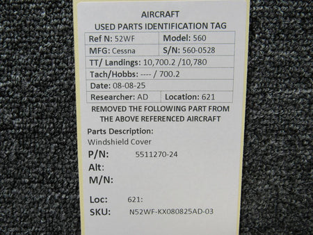 Cessna Citation 5511270-24 Cessna Citation 560 Ultra Windshield Cover