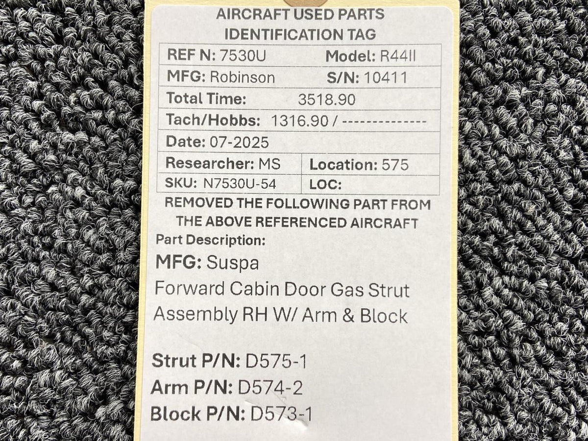 Suspa D575-1, D574-2 Suspa Forward Cabin Door Gas Strut Assembly RH