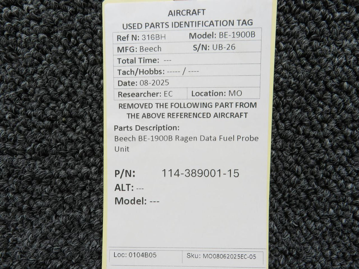 Ragen 114-389001-15 Beech BE-1900B Ragen Data Fuel Probe Unit