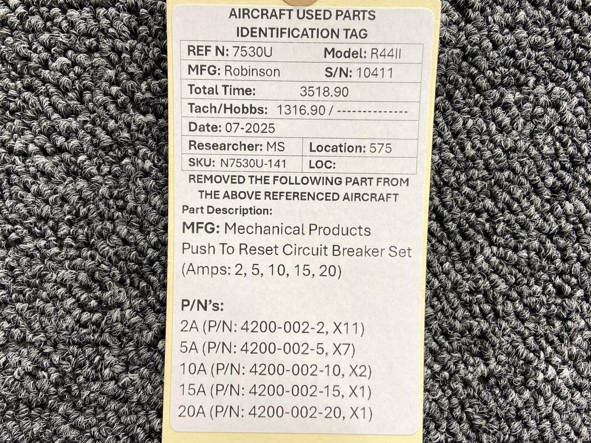 Mechanical Products 4200-002 Series Mechanical Products Push to Reset Circuit Breaker Set