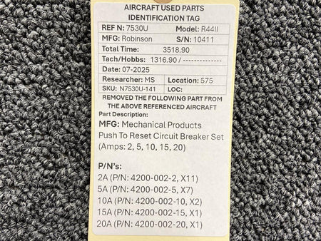 Mechanical Products 4200-002 Series Mechanical Products Push to Reset Circuit Breaker Set