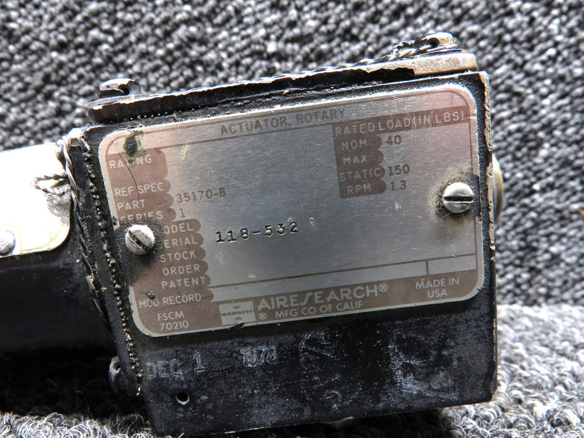 Airesearch 35170-8, 36702-3 AireSearch DC Rotary Motor and Actuator Assembly