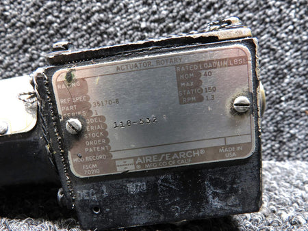 Airesearch 35170-8, 36702-3 AireSearch DC Rotary Motor and Actuator Assembly