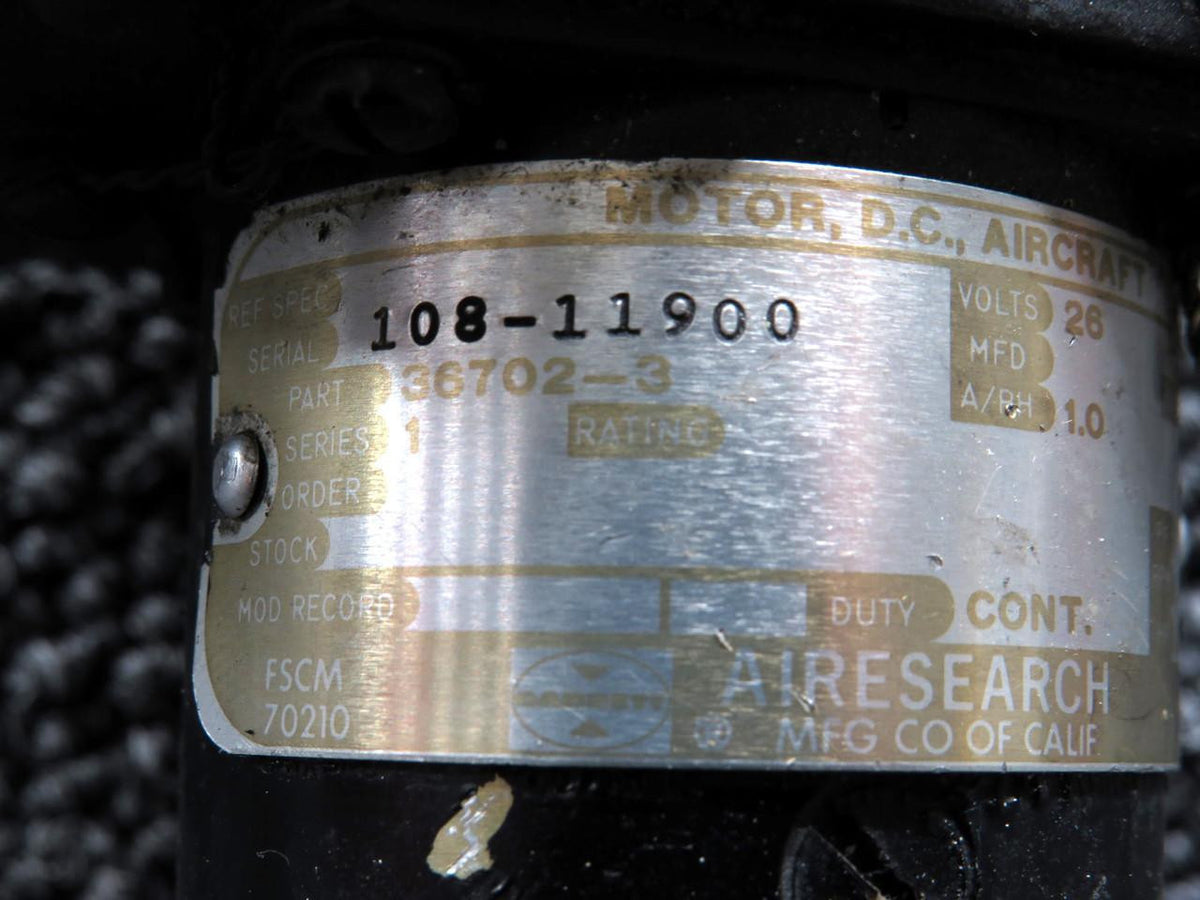 Airesearch 35170-8, 36702-3 AireSearch DC Rotary Motor and Actuator Assembly