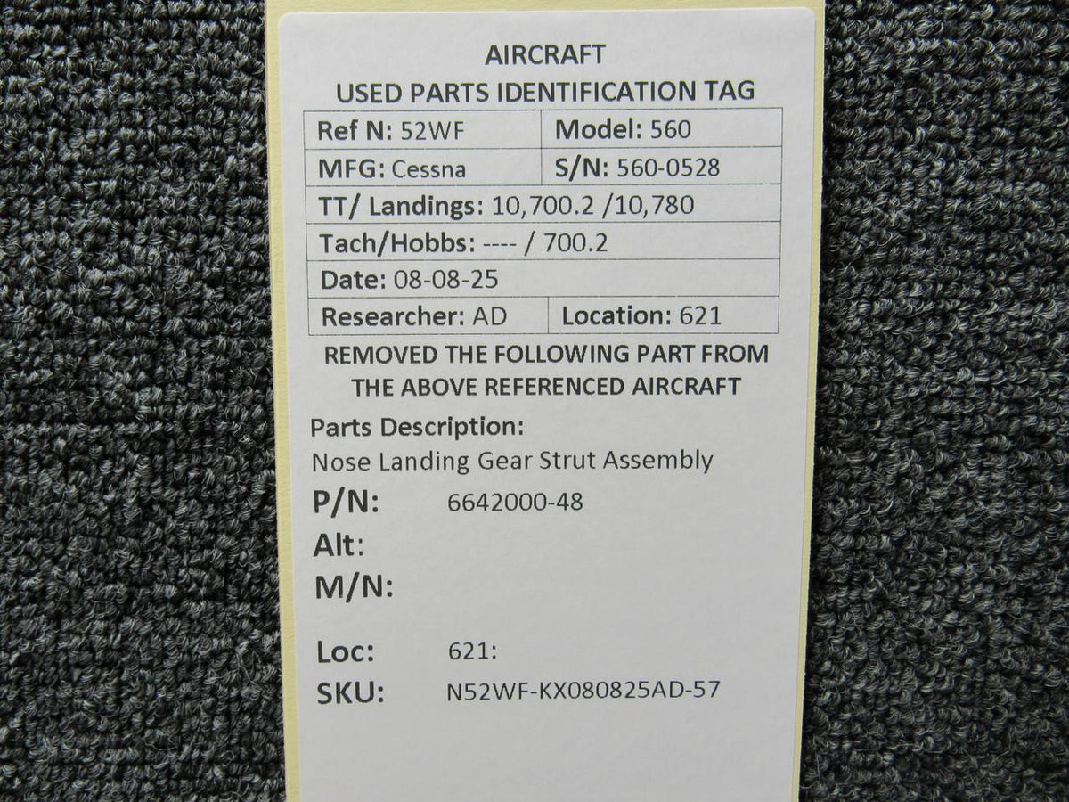 Cessna Citation 6642000-48 Cessna Citation 560 Ultra Nose Landing Gear Strut Assembly