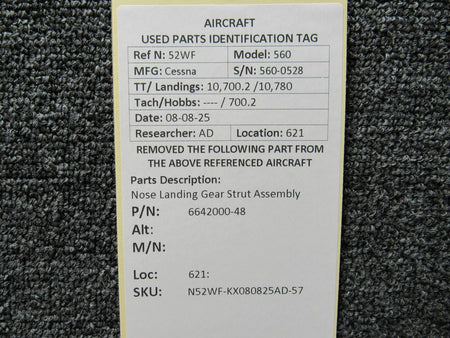 Cessna Citation 6642000-48 Cessna Citation 560 Ultra Nose Landing Gear Strut Assembly