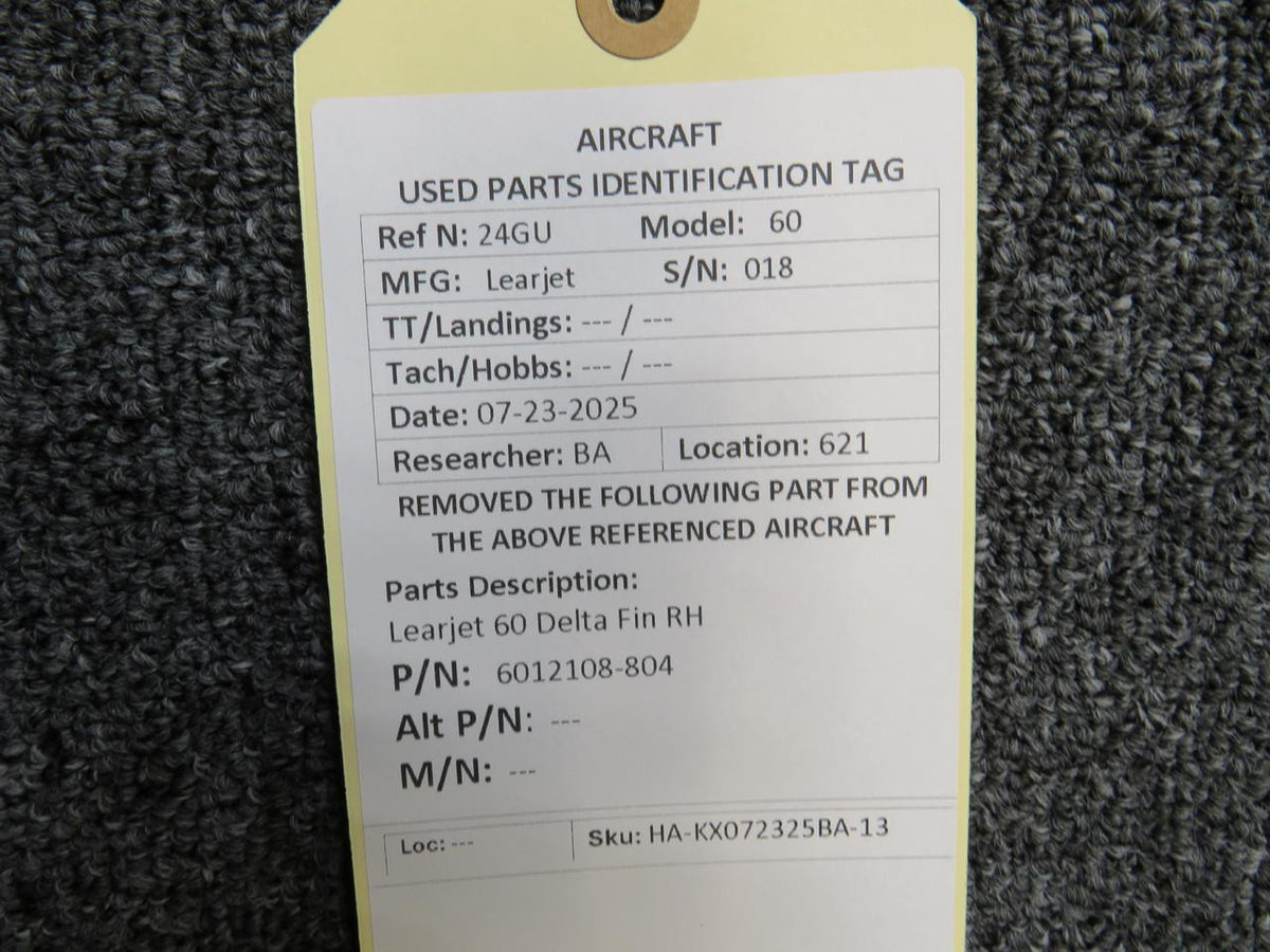 LearJet 6012108-804 Learjet 60 Delta Fin RH